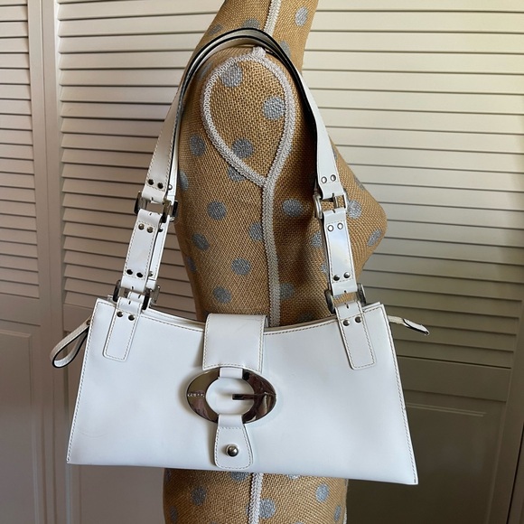 Guess Handbags - Vintage Guess white patent leather prominent silver G purse handbag tote